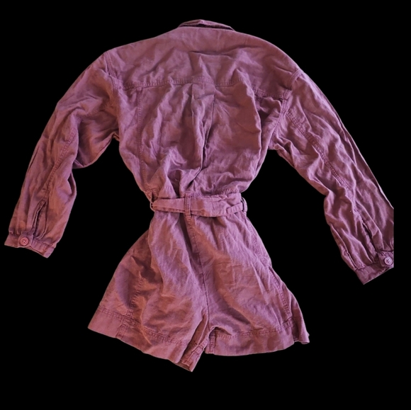 Chelsea DeBoer XS/S Red Layne Cotton Linen Romper - Picture 7 of 8